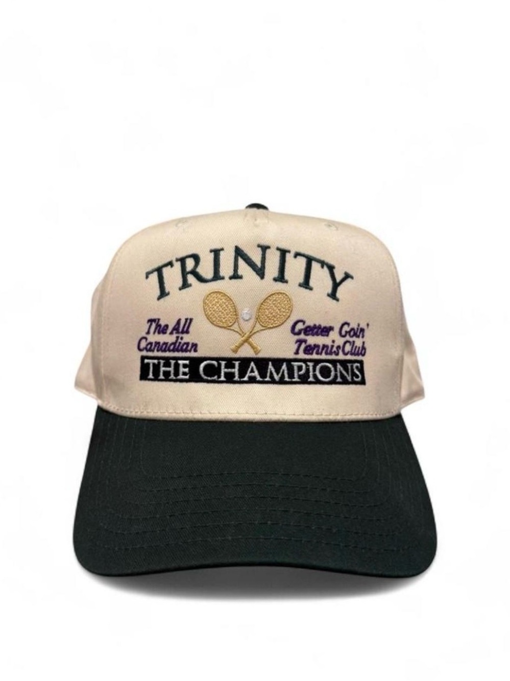 Trinity Two-Tone Tennis Cap in Cream and Black